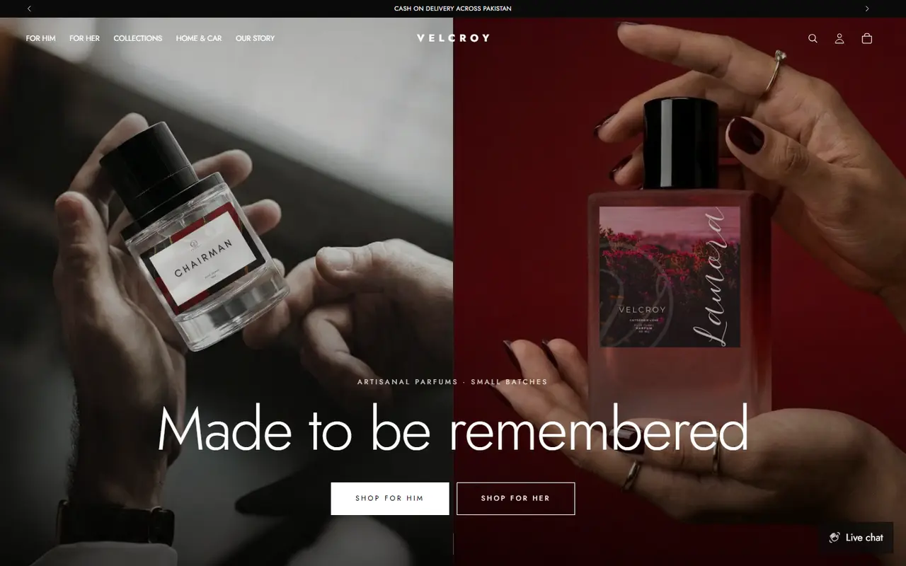 Velcroy website homepage